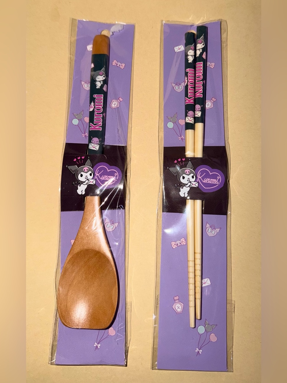 💜NIP Kuromi Wooden Spoon & Chopsticks Set